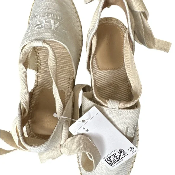 NEW H&M White Canvas Espadrilles w\embroidered Paris Athletique depuis 1970 - Picture 3 of 10